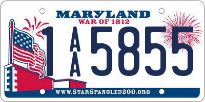 MD license plate 1AA5855