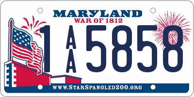 MD license plate 1AA5858