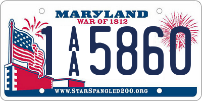 MD license plate 1AA5860