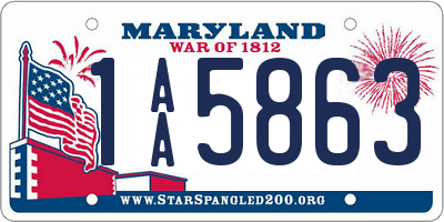 MD license plate 1AA5863