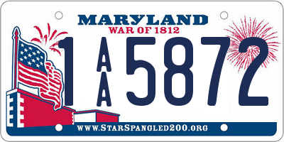 MD license plate 1AA5872