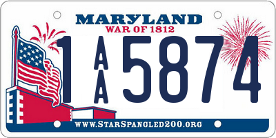 MD license plate 1AA5874