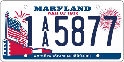 MD license plate 1AA5877