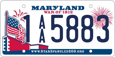 MD license plate 1AA5883