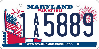 MD license plate 1AA5889