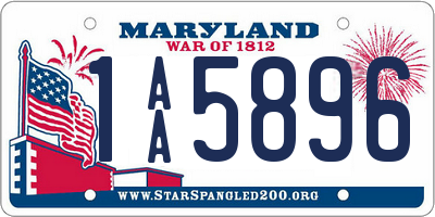 MD license plate 1AA5896