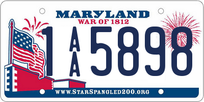 MD license plate 1AA5898