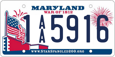 MD license plate 1AA5916