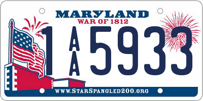 MD license plate 1AA5933