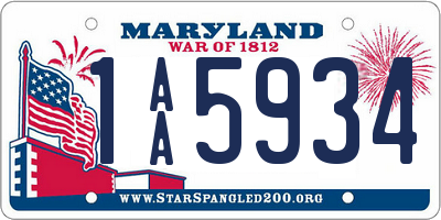 MD license plate 1AA5934