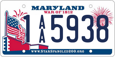 MD license plate 1AA5938