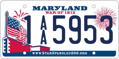 MD license plate 1AA5953