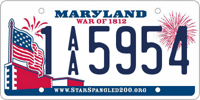 MD license plate 1AA5954