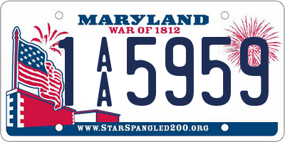 MD license plate 1AA5959