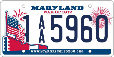 MD license plate 1AA5960