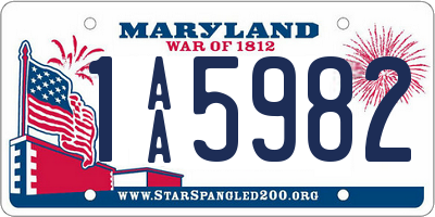 MD license plate 1AA5982