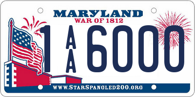 MD license plate 1AA6000