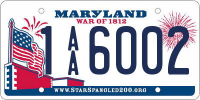 MD license plate 1AA6002