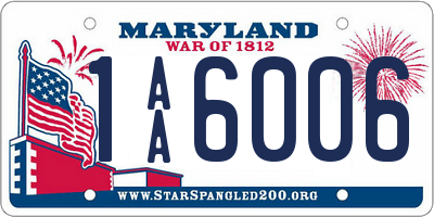 MD license plate 1AA6006