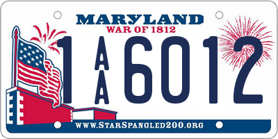 MD license plate 1AA6012
