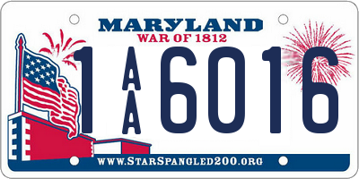 MD license plate 1AA6016