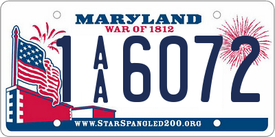 MD license plate 1AA6072