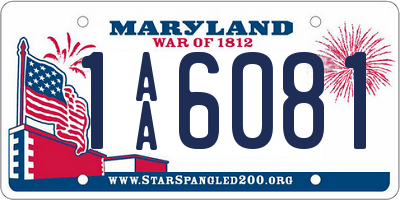 MD license plate 1AA6081