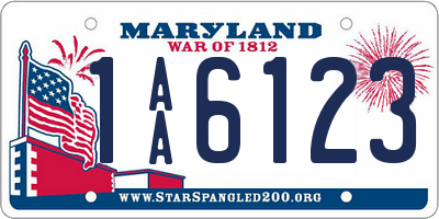 MD license plate 1AA6123