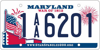 MD license plate 1AA6201