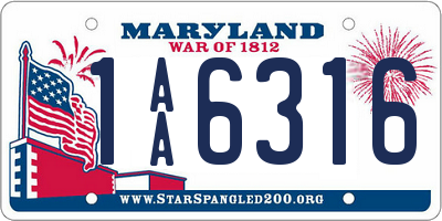 MD license plate 1AA6316