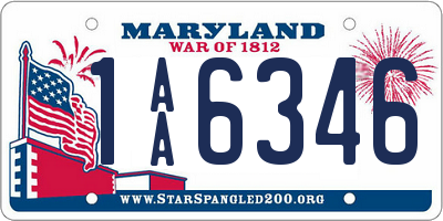 MD license plate 1AA6346