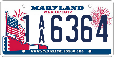 MD license plate 1AA6364