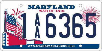 MD license plate 1AA6365