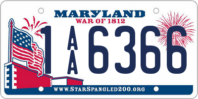 MD license plate 1AA6366