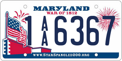 MD license plate 1AA6367