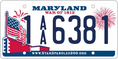 MD license plate 1AA6381