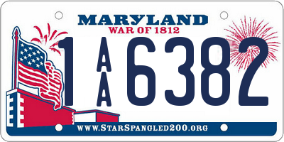 MD license plate 1AA6382