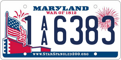 MD license plate 1AA6383