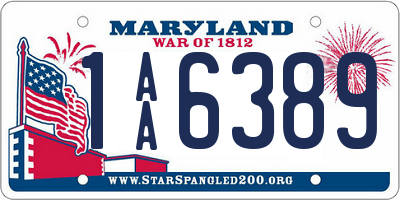 MD license plate 1AA6389