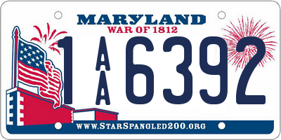 MD license plate 1AA6392