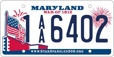 MD license plate 1AA6402