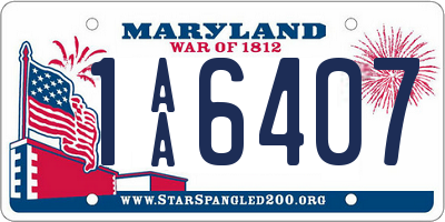 MD license plate 1AA6407