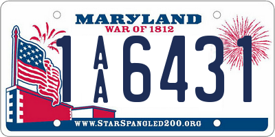 MD license plate 1AA6431