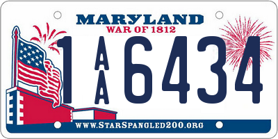 MD license plate 1AA6434