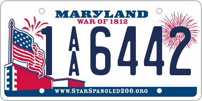 MD license plate 1AA6442