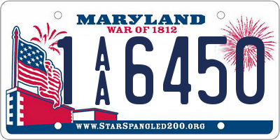 MD license plate 1AA6450