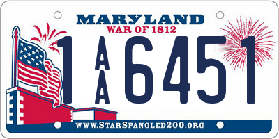 MD license plate 1AA6451