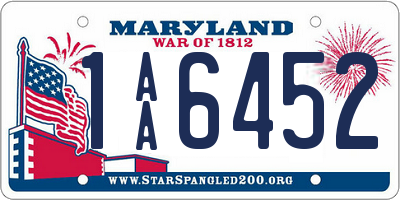 MD license plate 1AA6452