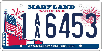 MD license plate 1AA6453