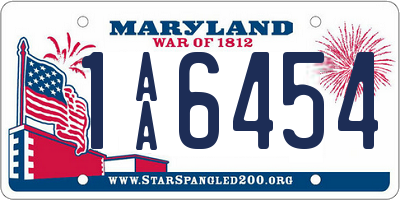 MD license plate 1AA6454